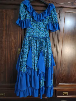Vestido Flamenco Volantes Azul