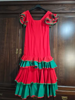 Vestido Flamenco Volantes Rojo y Verde
