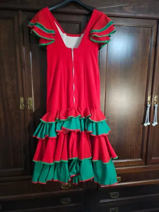 Vestido Flamenco Volantes Rojo y Verde