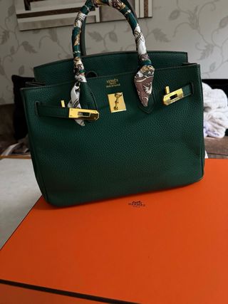 Bolso Hermès Verde Oliva con Accesorios y document