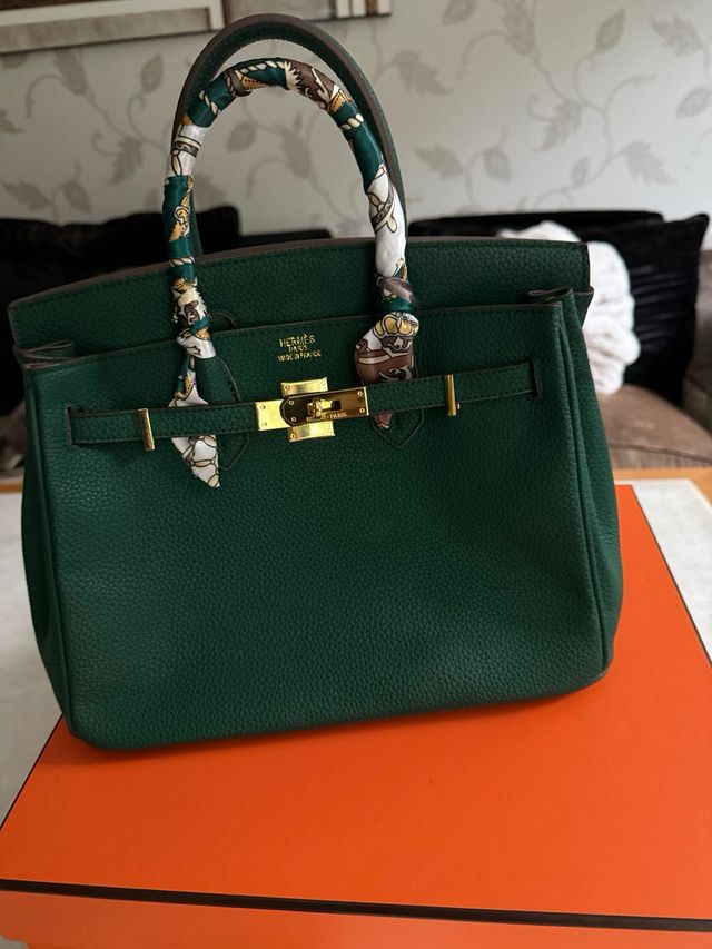 Bolso Hermès Verde Oliva con Accesorios y document