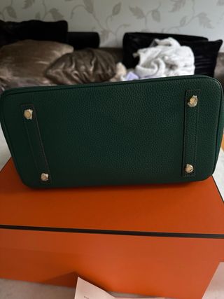 Bolso Hermès Verde Oliva con Accesorios y document