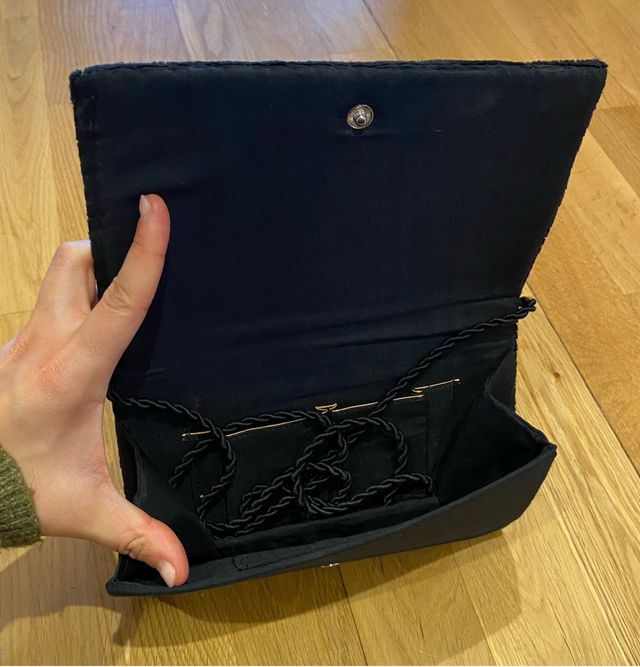 Cartera fiesta terciopelo y perlas