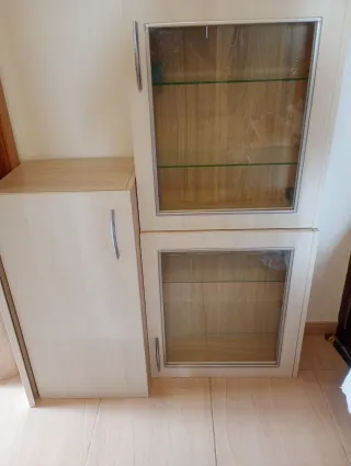 3 Muebles Madera y Cristal los 3 por 50€