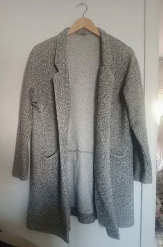 Abrigo jaspeado gris mujer zara