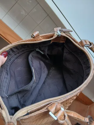 Borsa in pelle effetto coccodrillo a spalla