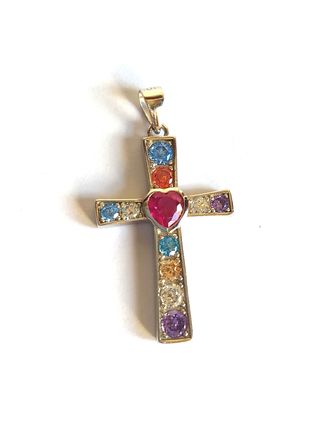 Colgante Cruz Plata Circonitas Multicolor