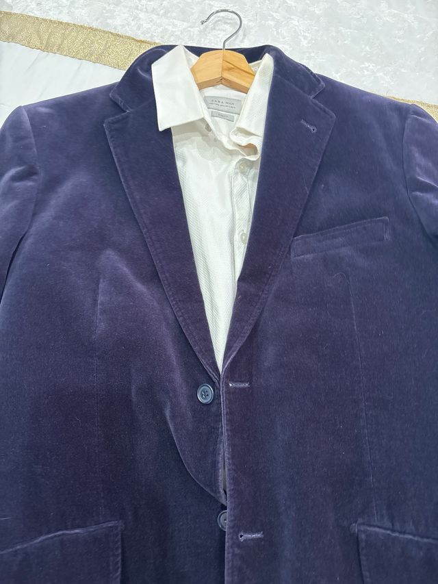 Americana terciopelo morado, regalo camisa zara bl