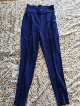 Pantalón Talle Alto V Azul NUEVO