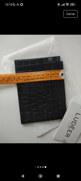 Tarjetero monedero Ludèer negro 14x10cm