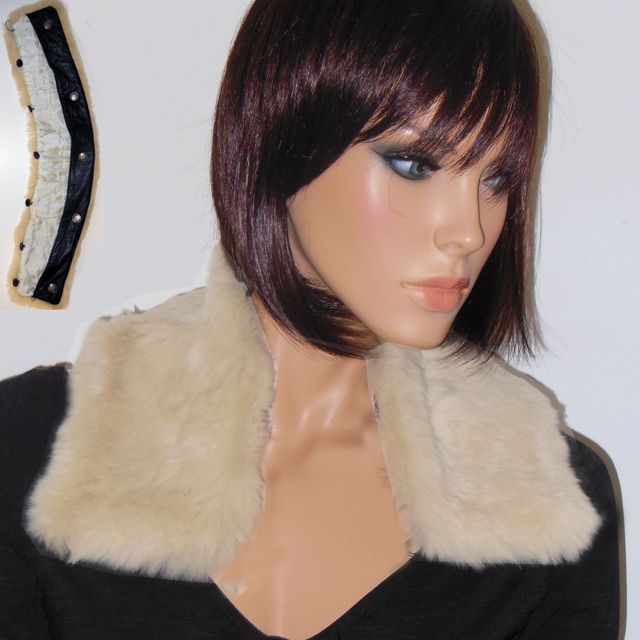 COLLO PELLICCIA LAPIN donna bianco panna F112