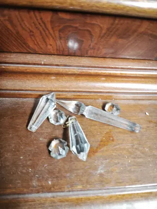 Lámpara antigua cristal roca dorada