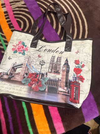 Bolso London con mapa y flores