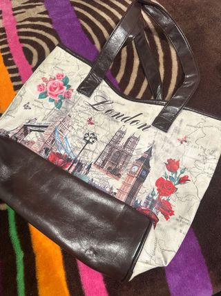 Bolso London con mapa y flores