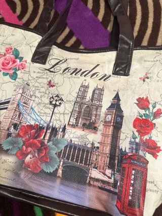 Bolso London con mapa y flores