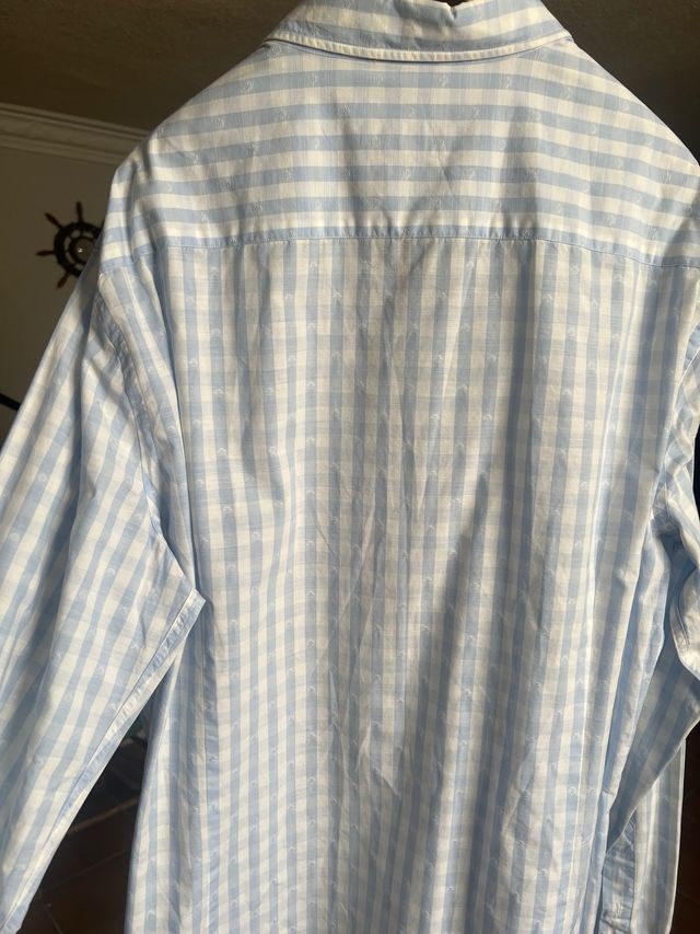 Camisa Massimo Dutti Caballero Azul y Blanca
