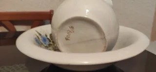 Juego tocador cerámica azul y blanco