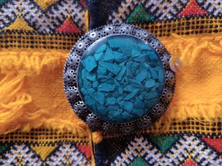 Bolso Kilim Amarillo con Piedra Turquesa