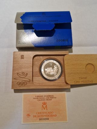 Moneda Plata Olimpiada Barcelona 1992. Cuadriga