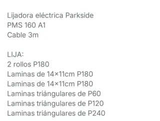 Lijadora Parkside PMS 160 A1  SIN BATERÍA