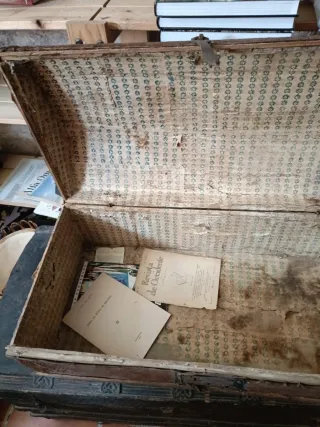 Baúl antiguo forrado piel cabra