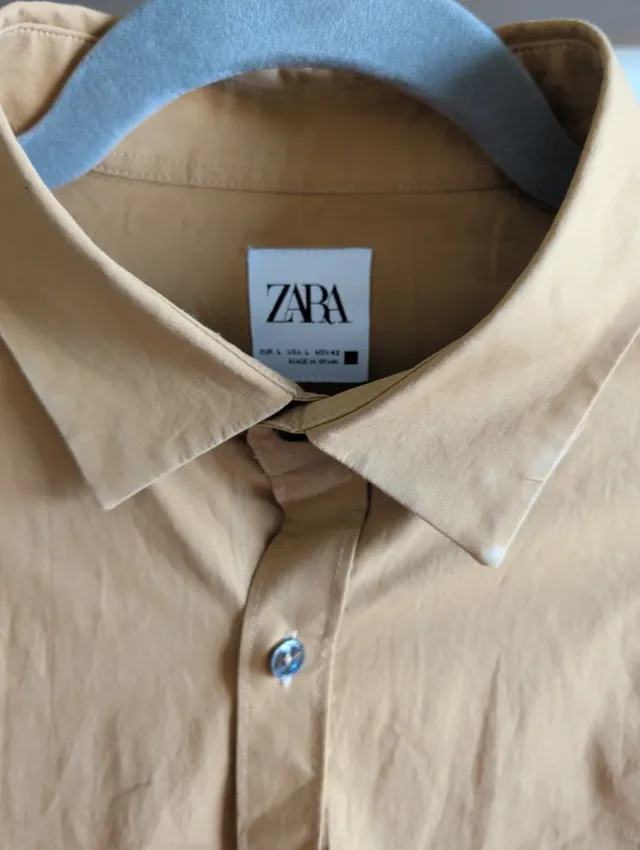 Camisa Zara Manga Larga Bolsillos.