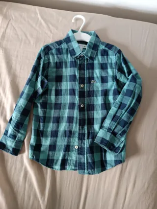 Camisa cuadros Lacoste niño azul y verde