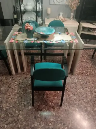 Sillas comedor tapizado microfibra verde