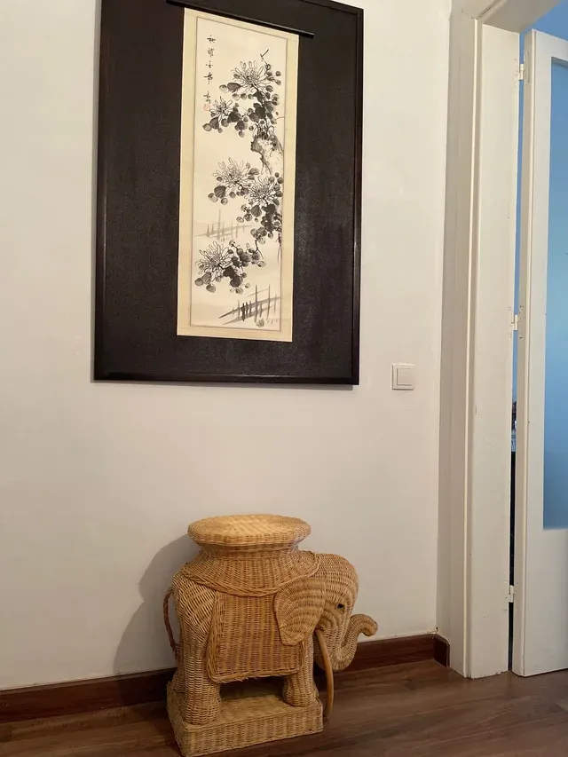 Obra de Arte China: Flores y Caligrafía