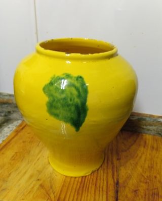 Jarrón Cerámica Vidriada Amarillo