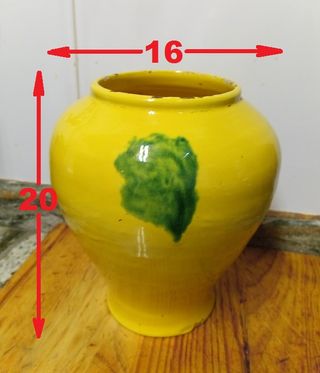 Jarrón Cerámica Vidriada Amarillo