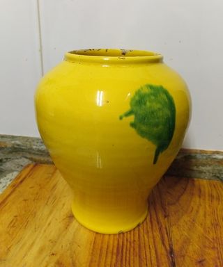 Jarrón Cerámica Vidriada Amarillo