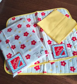 Bassetti Set americana e tovaglia fiori rossi