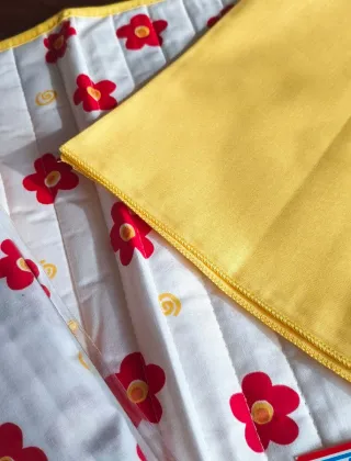 Bassetti Set americana e tovaglia fiori rossi