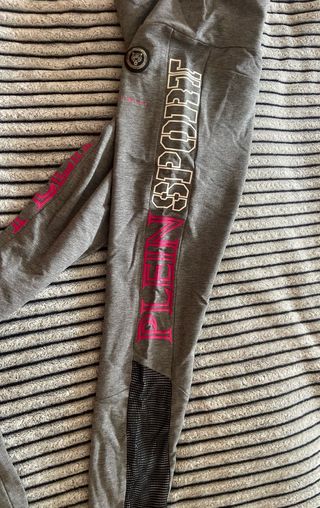 Leggings Philipp Plein grises con detalles rosas