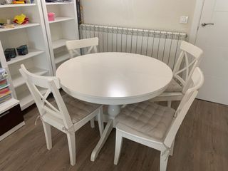 Mesa y 4 Sillas Ingatorp blanco