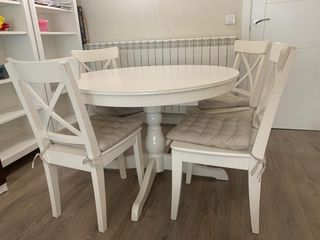 Mesa y 4 Sillas Ingatorp blanco