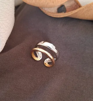 Anillo Plata Ley Ajustable Doble Aro