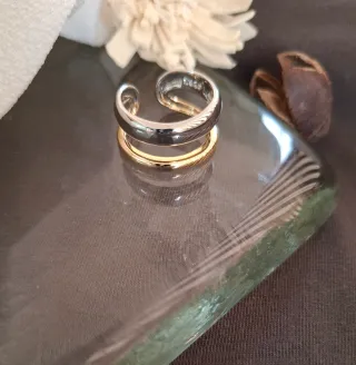 Anillo Plata Ley Ajustable Doble Aro