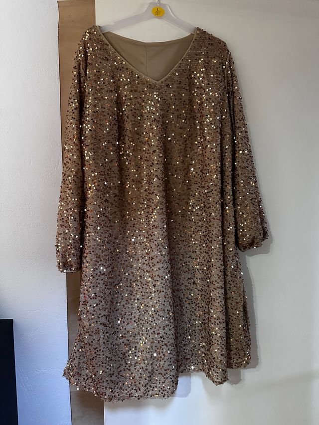 Vestido dorado lentejuelas talla XXL