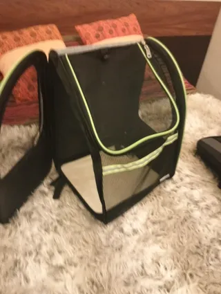 Mochila Transportín Gato Gris/Verde