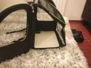 Mochila Transportín Gato Gris/Verde