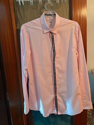 Camisa de vestir Zara rosa hombre Talla L