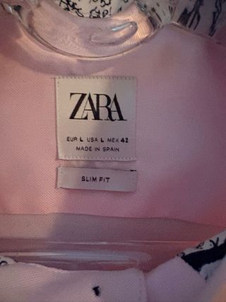 Camisa de vestir Zara rosa hombre Talla L