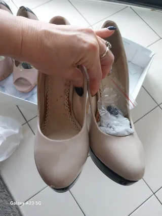 2 paia décolleté tacco beige/rosa