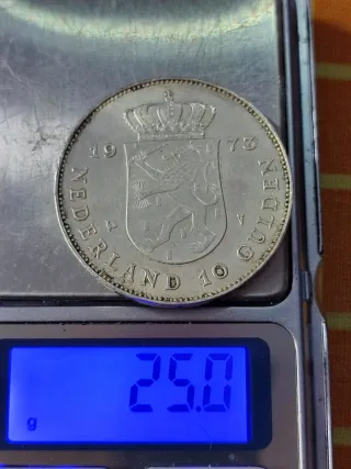 Moneda 10 Gulden 1973 Plata Países Bajos