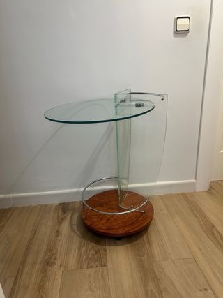 Mesa camarera cristal y madera