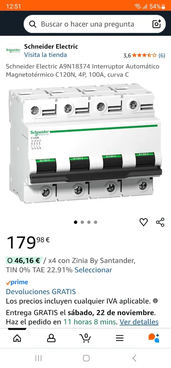 Interruptor Automático Magnetotérmico Schneider