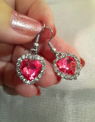 Conjunto Corazón Rosa y Plata