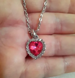Conjunto Corazón Rosa y Plata